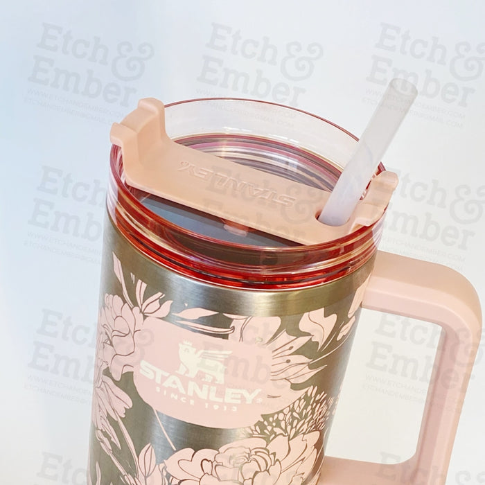 Floral Custom Stanley Adventure Quencher 40 Oz Tumbler Tumblers