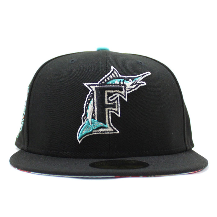 Florida Marlins 10TH Anniversary New Era 59Fifty Fitted Hat (Black Floral Under brim)