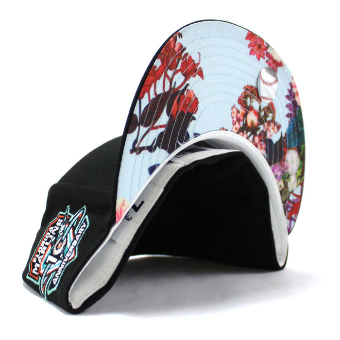 Florida Marlins 10TH Anniversary New Era 59Fifty Fitted Hat (Black Floral Under brim)