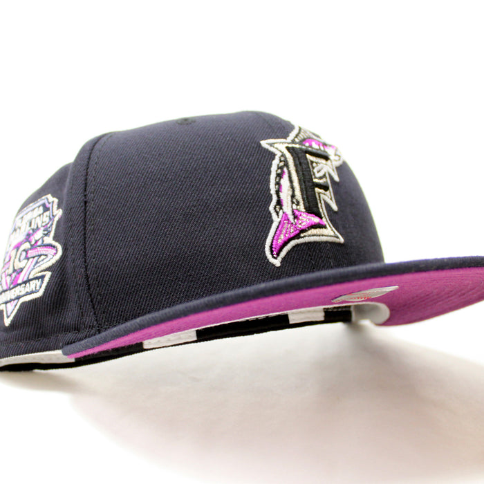 Florida Marlins 10th Anniversary New Era 59Fifty Fitted Hat (GITD Navy Grape Under brim)
