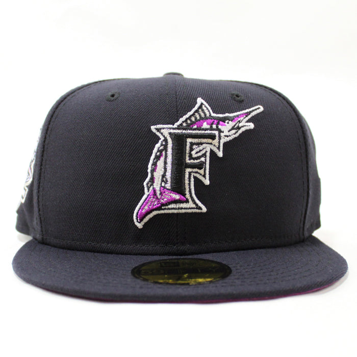 Florida Marlins 10th Anniversary New Era 59Fifty Fitted Hat (GITD Navy Grape Under brim)