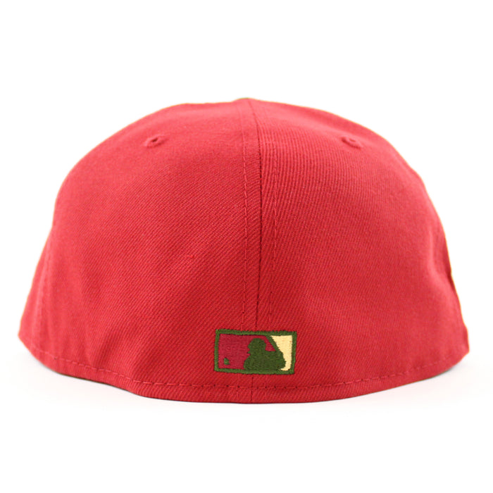 Florida Marlins 10th Anniversary New Era 59Fifty Fitted Hat (PINOT RED BURNT WOOD POLY TOASTED Under brim)