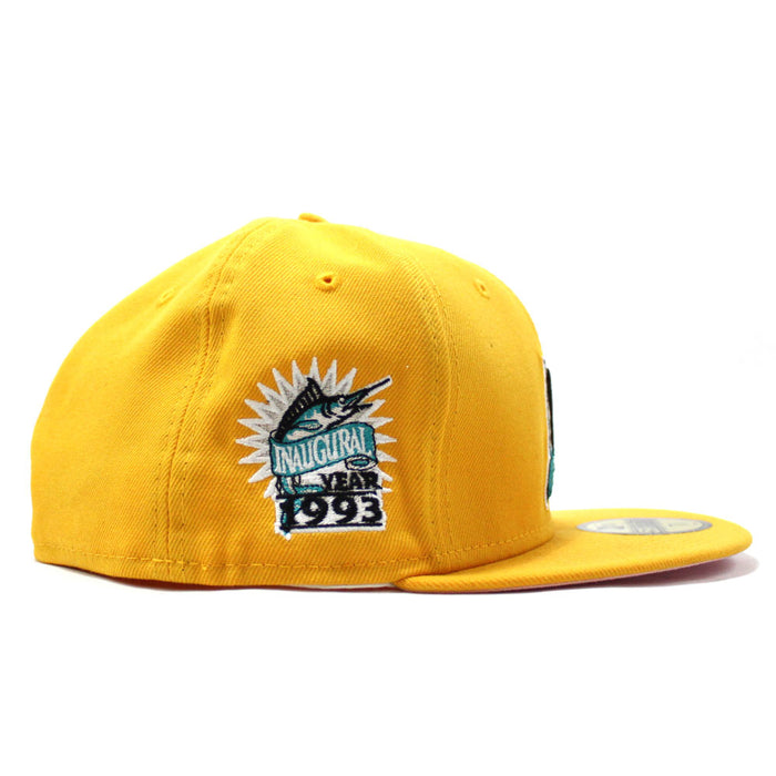 Florida Marlins 1993 INAUGURAL SEASON New Era 59Fifty Fitted Hat (Yellow Pink Under brim)