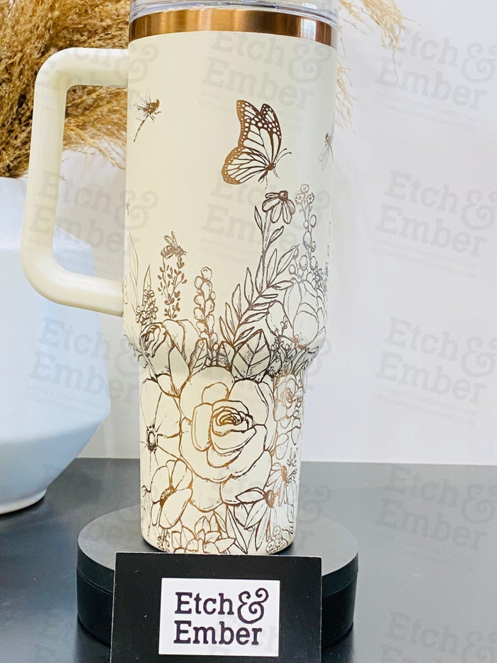 Flower Garden Custom Stanley Adventure Quencher 40 Oz Tumbler Tumblers