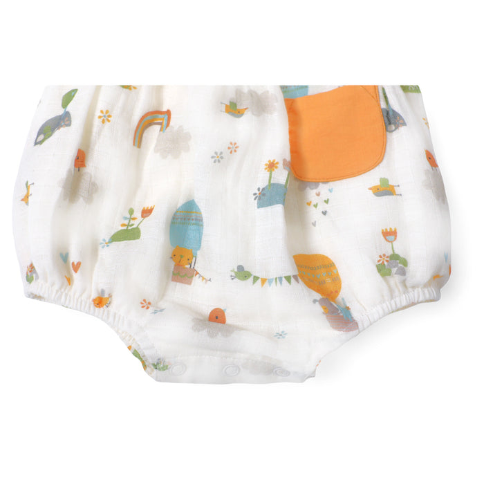 Organic Muslin Balloon Peter Pan Collar Bubble Baby Romper - Viverano