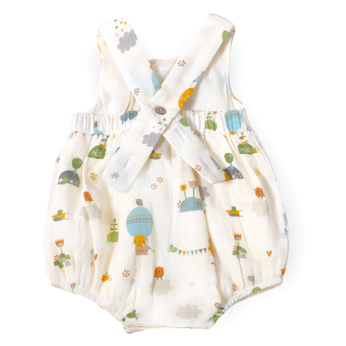 Organic Muslin Balloon Peter Pan Collar Bubble Baby Romper - Viverano