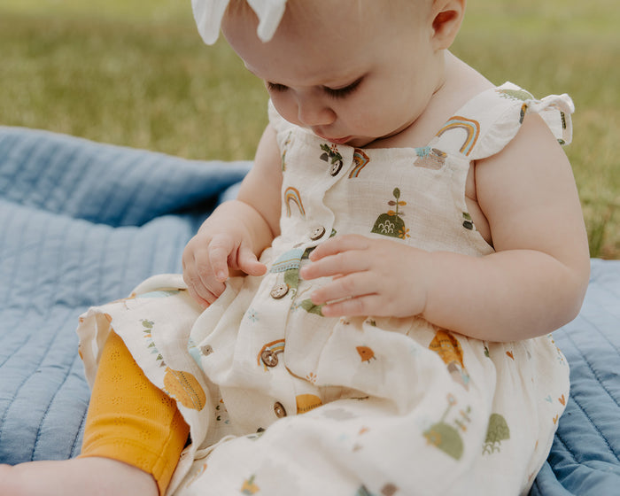 Organic Muslin Balloon Ruffle Dress for Baby Girls - Viverano