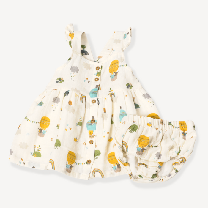 Organic Muslin Balloon Ruffle Dress for Baby Girls - Viverano