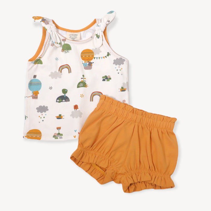 Fly Away Balloon Sleeveless Baby Top + Shorts Set (Organic Jersey)