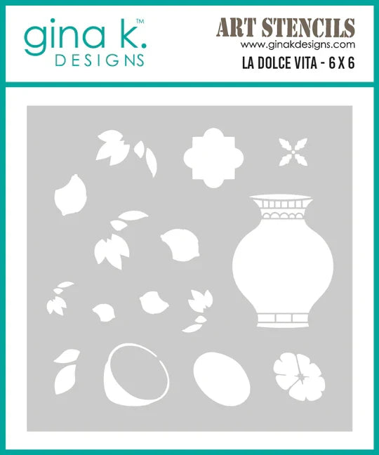Gina K. Designs - BUNDLE - Stamp, Die Set &amp; Stencil - La Dolce Vita. Set by Lisa Hetrick. At Embellish Away in Bowmanville Ontario Canada.