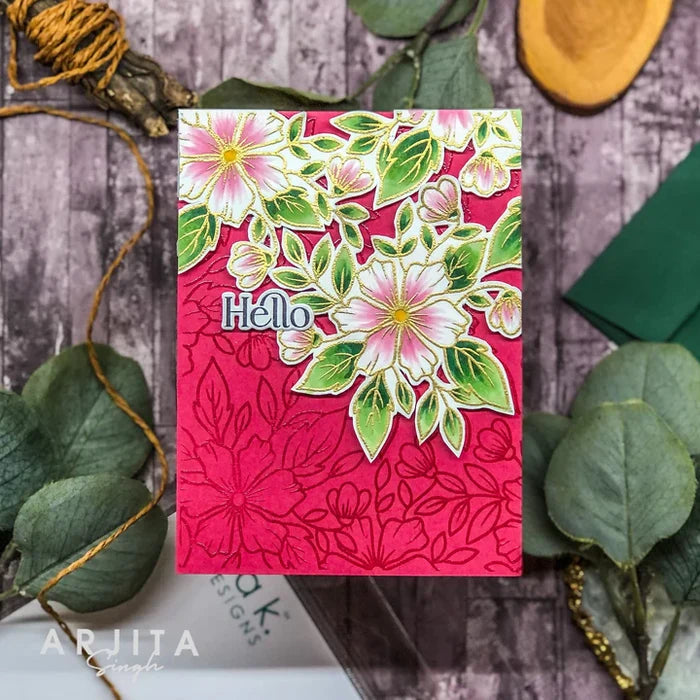 Gina K. Designs - Stamp - Blossoms in Bloom. Stamp set by Arjita Singh. Available at Embellish Away located in Bowmanville Ontario Canada. Example by Arjita Singh.