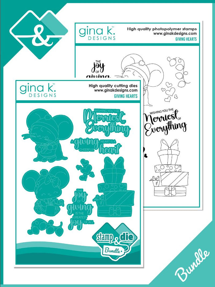 Gina K. Designs - Stamp & Die Set - Giving Hearts. Available at Embellish Away located in Bowmanville Ontario Canada.