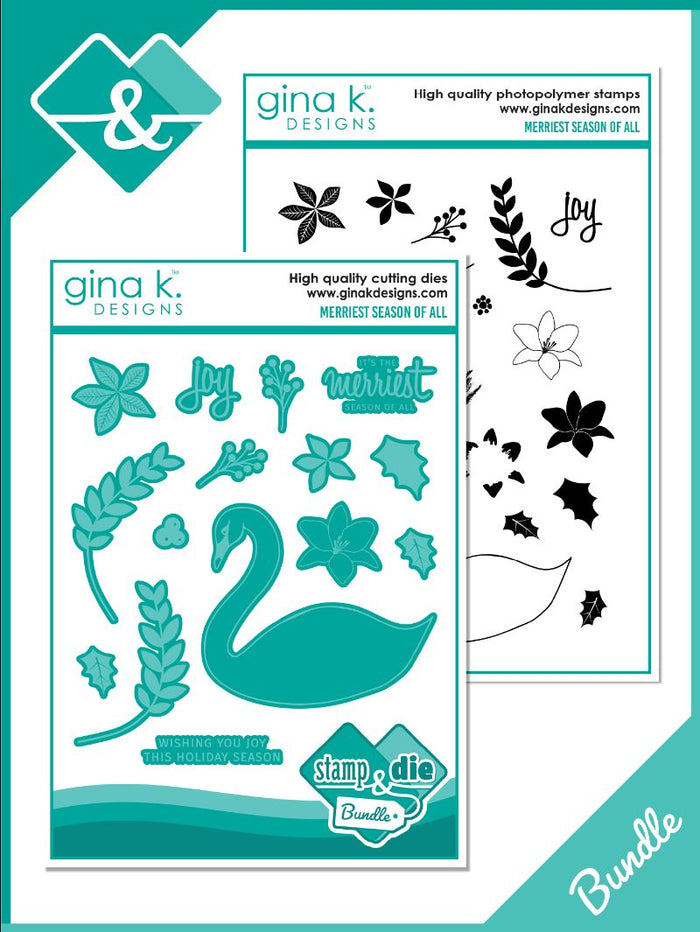 Gina K. Designs - Stamp & Die Set - Merriest Season of All. Available at Embellish Away located in Bowmanville Ontario Canada.