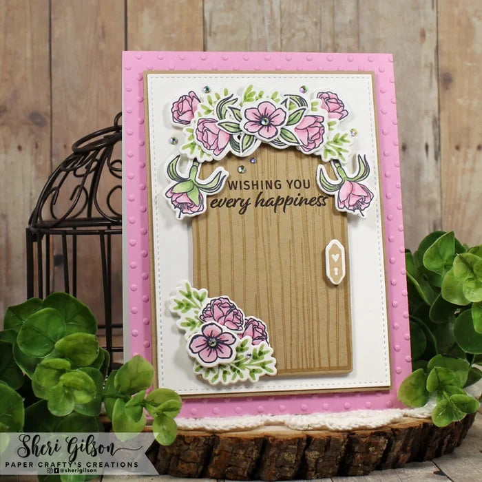 Gina K. Designs - Stamp & Die Set - Secret Garden. set by Lisa Hetrick. Available at Embellish Away located in Bowmanville Ontario Canada. Example by Sherri Gilson.