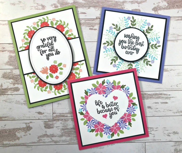 Gina K. Designs - Tools - Templates New & Improved. The new and improved Wreath Builder Template 2-pack includes two templates and two positioning stars to make 3 3/4" wreaths and 4" wreaths. Available at Embellish Away located in Bowmanville Ontario Canada. Cards by Gina K.