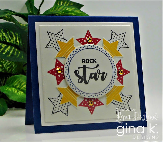 Gina K. Designs - Tools - Templates New & Improved. The new and improved Wreath Builder Template 2-pack includes two templates and two positioning stars to make 3 3/4" wreaths and 4" wreaths. Available at Embellish Away located in Bowmanville Ontario Canada. Card by Rena D.