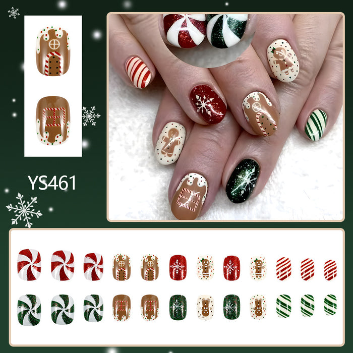 Gingerbread Man Snowflake Fake Nails
