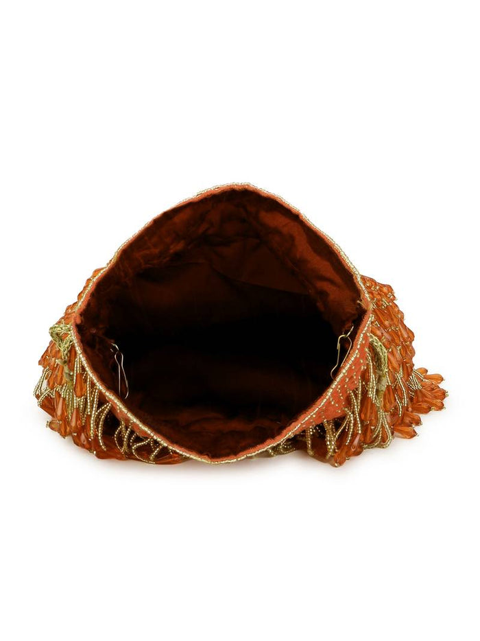 GOLD BEADED VELVET POTLI