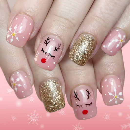 Golden glitter white snowflakes