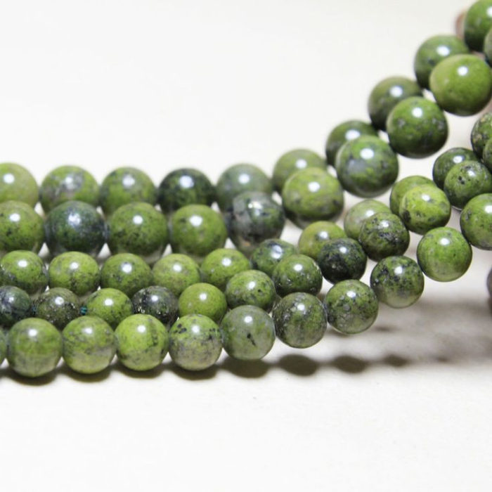 Green Lapis Bead Bracelet with 10mm stones and gold-plated silver beads.