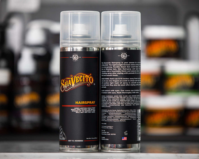 front and back of 10oz hairspray can
