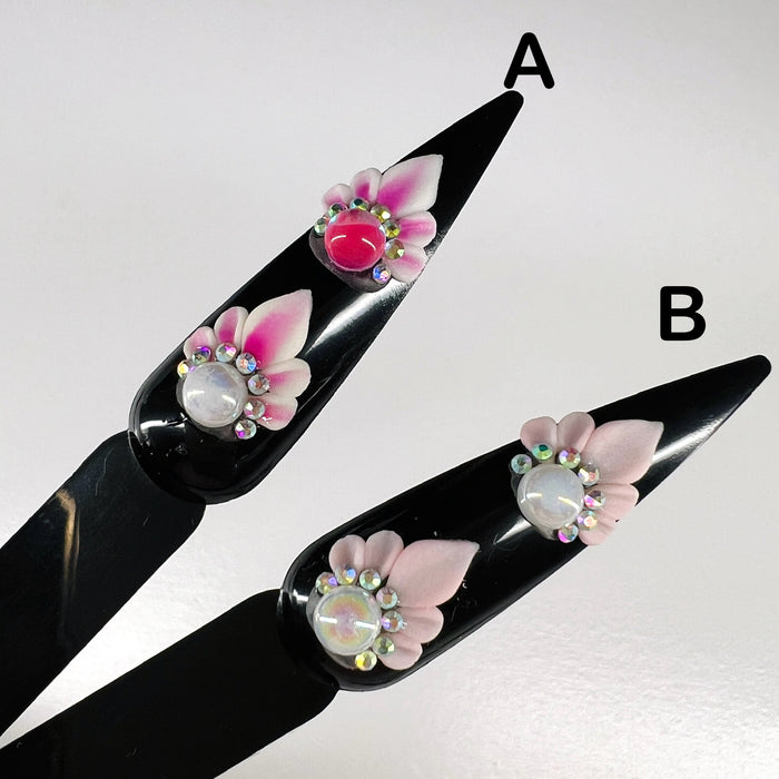 HANDMADE Pink 3D WHITE Acrylic Flowers 4 pieces