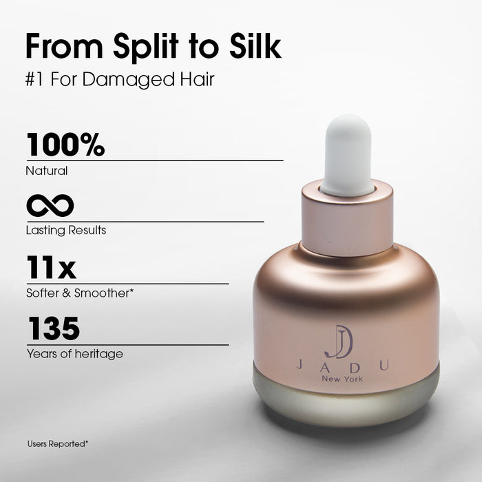 Jadu Split Ends Care is the ultimate nourishment for dry, brittle, and heat-damaged hair, from split to silk