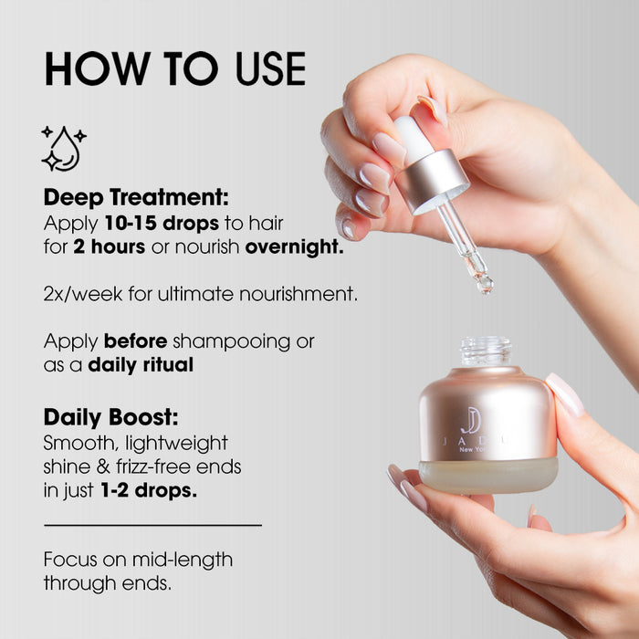 How to use Jadu Split Ends Care leave-in hair oil instructions