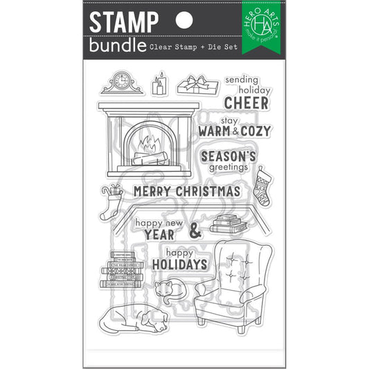 Hero Arts - Clear Stamp & Die Combo - Cozy Study. Get both together in this combo that includes: CM774 Clear Stamp Set and coordinating Frame Cuts. Available at Embellish Away located in Bowmanville Ontario Canada.