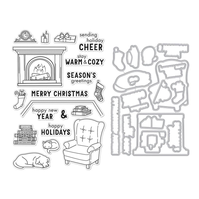 Hero Arts - Clear Stamp & Die Combo - Cozy Study. Get both together in this combo that includes: CM774 Clear Stamp Set and coordinating Frame Cuts. Available at Embellish Away located in Bowmanville Ontario Canada.