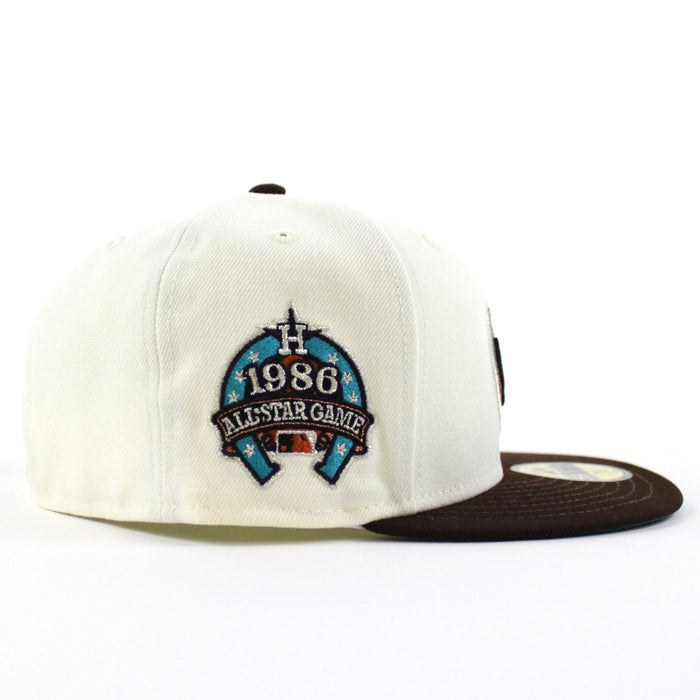Houston Astros 1989 All Star Game New Era 59Fifty Fitted Hat (Chrome White Burnt Wood Aqua Under Brim)