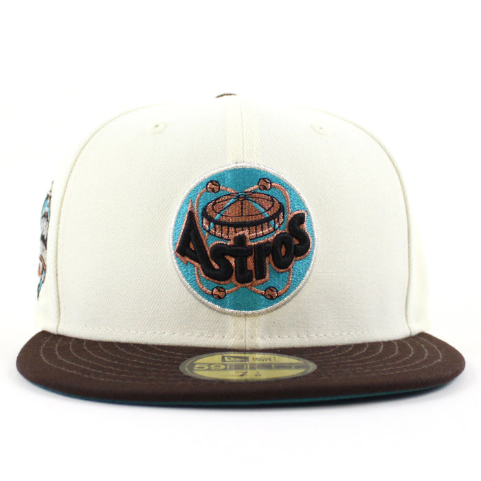 Houston Astros 1989 All Star Game New Era 59Fifty Fitted Hat (Chrome White Burnt Wood Aqua Under Brim)