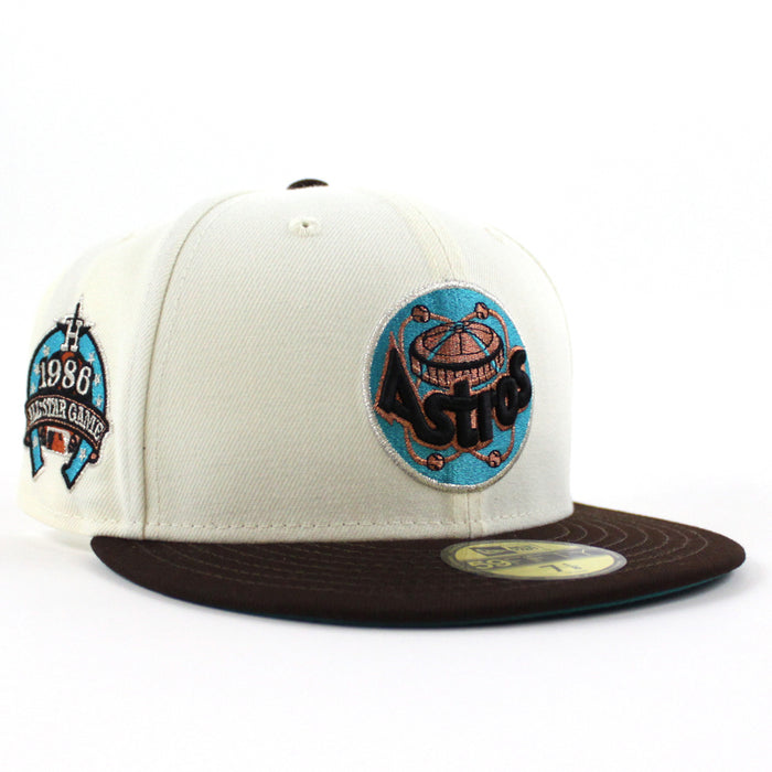 Houston Astros 1989 All Star Game New Era 59Fifty Fitted Hat (Chrome White Burnt Wood Aqua Under Brim)