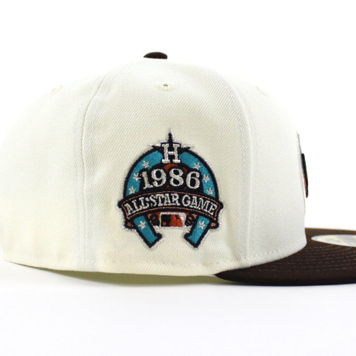 Houston Astros 1989 All Star Game New Era 59Fifty Fitted Hat (Chrome White Burnt Wood Aqua Under Brim)