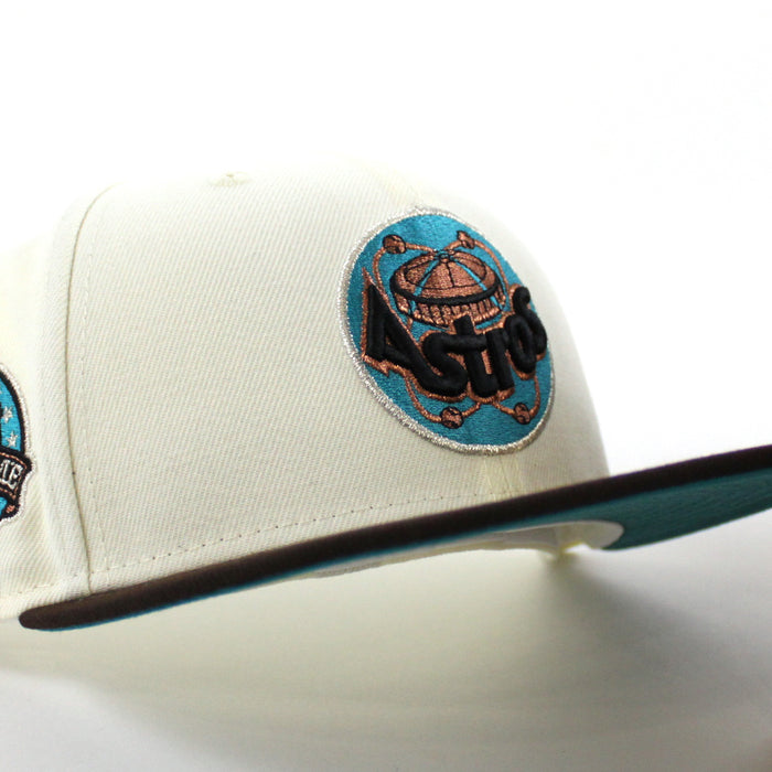Houston Astros 1989 All Star Game New Era 59Fifty Fitted Hat (Chrome White Burnt Wood Aqua Under Brim)