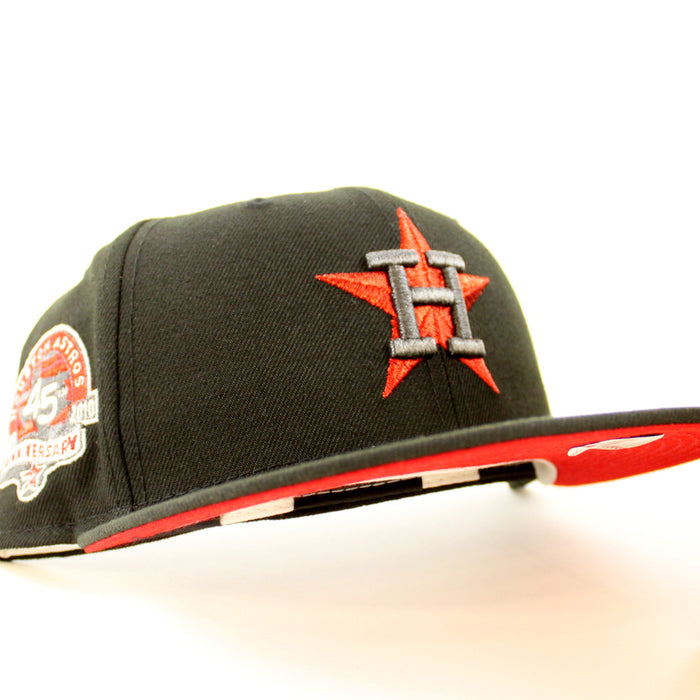 Houston Astros 45TH ANNIVERSARY New Era 59Fifty Fitted Hat (Black Metallic Red Under Brim)