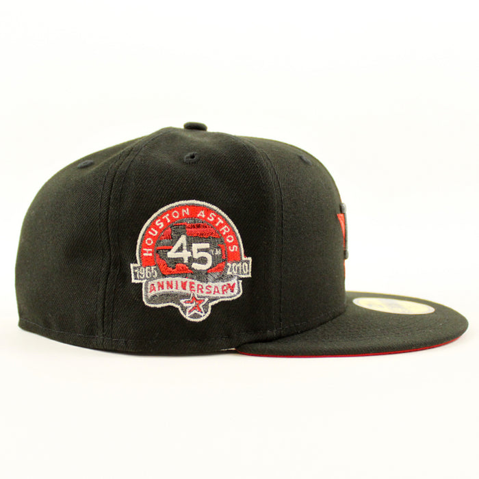 Houston Astros 45TH ANNIVERSARY New Era 59Fifty Fitted Hat (Black Metallic Red Under Brim)