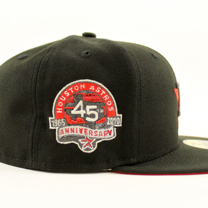 Houston Astros 45TH ANNIVERSARY New Era 59Fifty Fitted Hat (Black Metallic Red Under Brim)