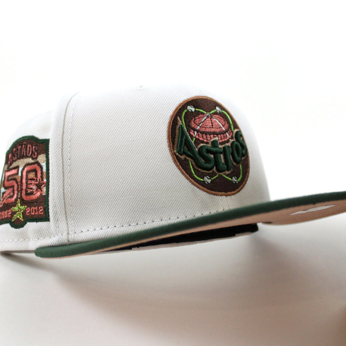 Houston Astros 50Th Anniversary 1962-2012 New Era 59Fifty Fitted Hat (WHITE MOUNTAIN PINE GREEN BLUSH SKY Under Brim)
