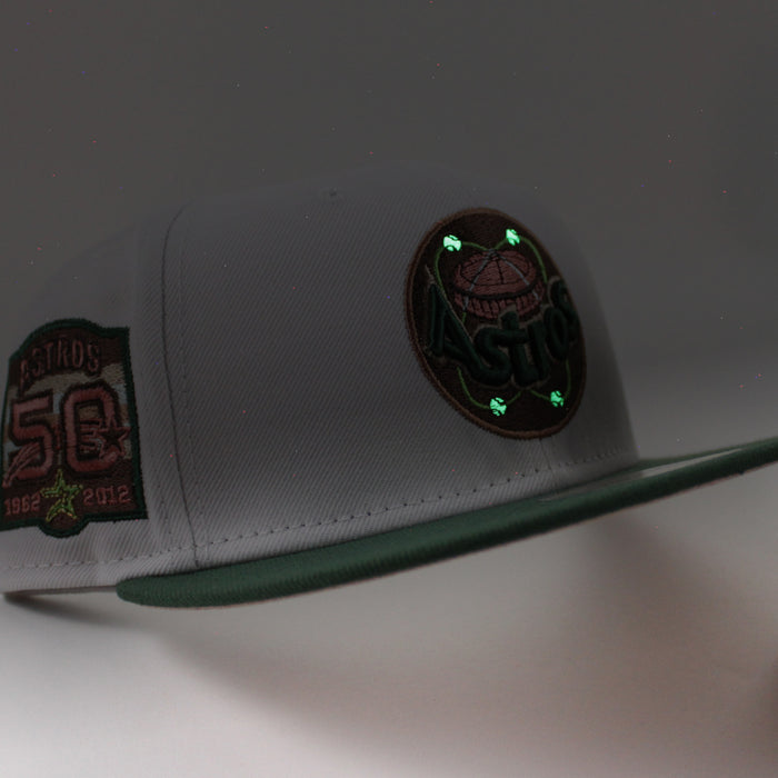 Houston Astros 50Th Anniversary 1962-2012 New Era 59Fifty Fitted Hat (WHITE MOUNTAIN PINE GREEN BLUSH SKY Under Brim)