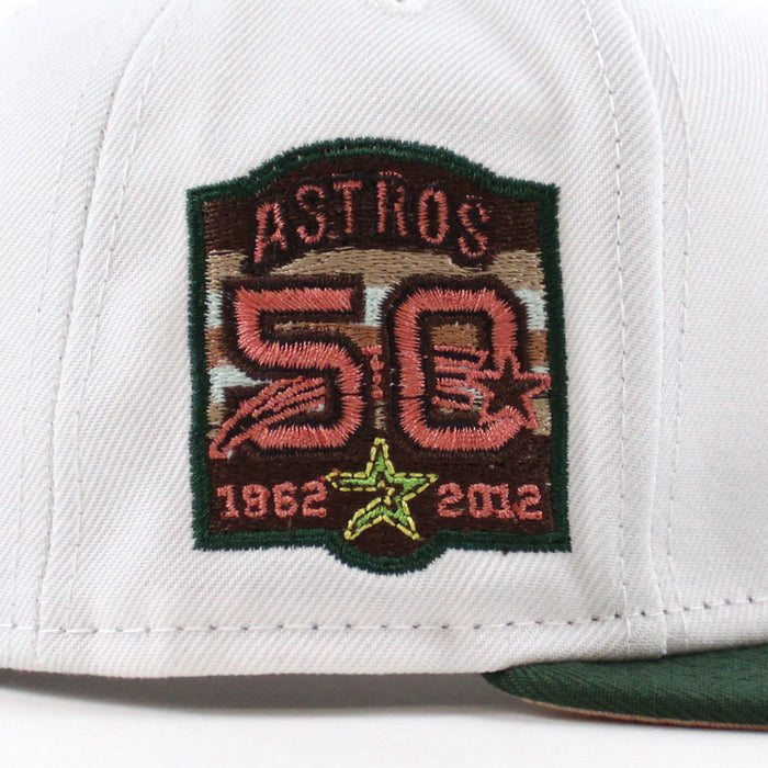 Houston Astros 50Th Anniversary 1962-2012 New Era 59Fifty Fitted Hat (WHITE MOUNTAIN PINE GREEN BLUSH SKY Under Brim)