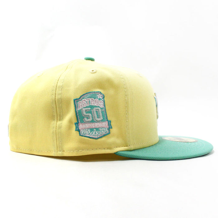 Houston Astros 50th ANNIVERSARY New Era 59Fifty Fitted Hat (GITD Yellow Mint Teal Under Brim)