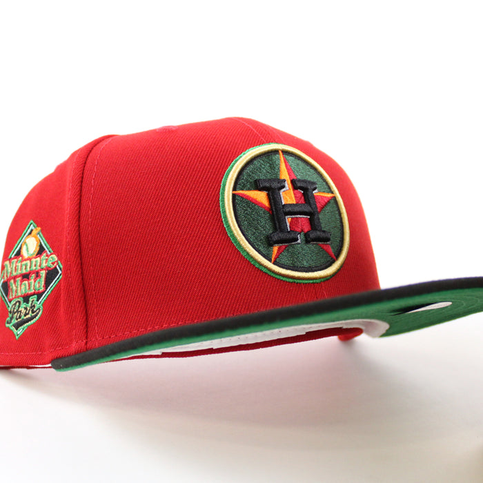 Houston Astros MINUTE MAID PARK New Era 59Fifty Fitted Hat (SCARLET BLACK KELLY GREEN  Under Brim)