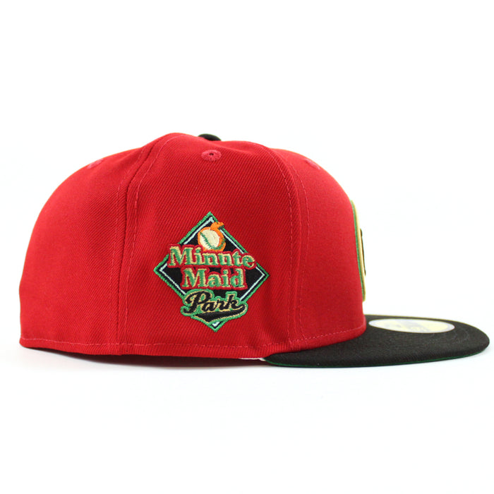 Houston Astros MINUTE MAID PARK New Era 59Fifty Fitted Hat (SCARLET BLACK KELLY GREEN  Under Brim)