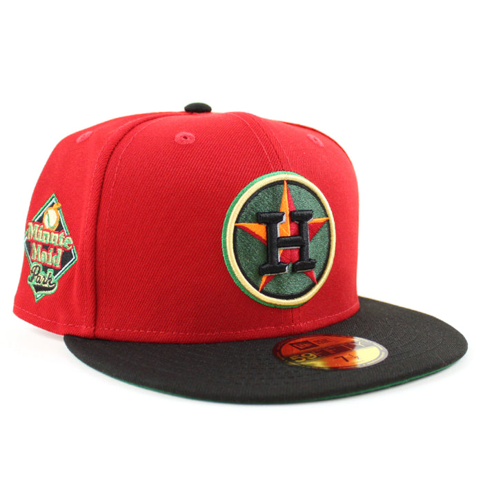 Houston Astros MINUTE MAID PARK New Era 59Fifty Fitted Hat (SCARLET BLACK KELLY GREEN  Under Brim)