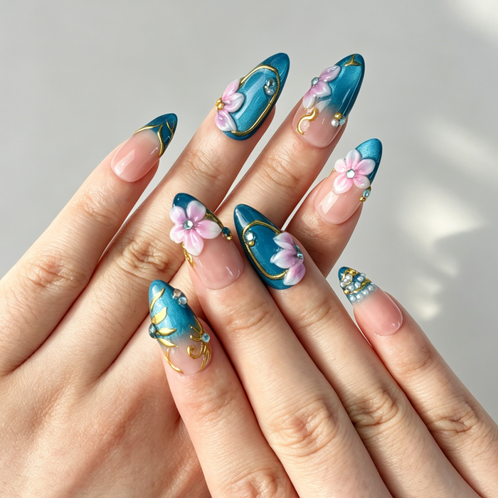Almond Cat Eye Mermaid Nails Daily Wear Manicure