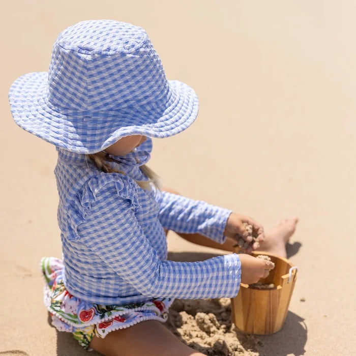 Kids Seaside Gingham Reversible Bucket Hat