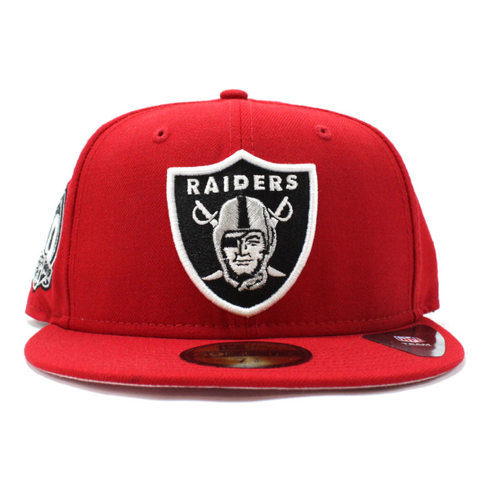 Las Vegas Raiders 60TH Anniversary New Era 59Fifty Fitted Hat (Glow in the Dark Logo Red Pink Under Brim)