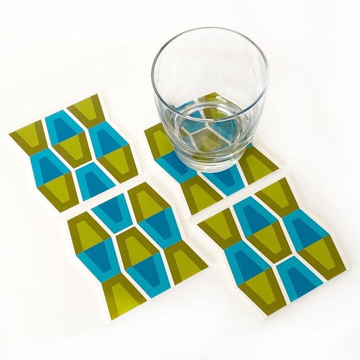 Lava Lamp Vinyl Coasters Set of 8 -Blue Green - Destination PSP