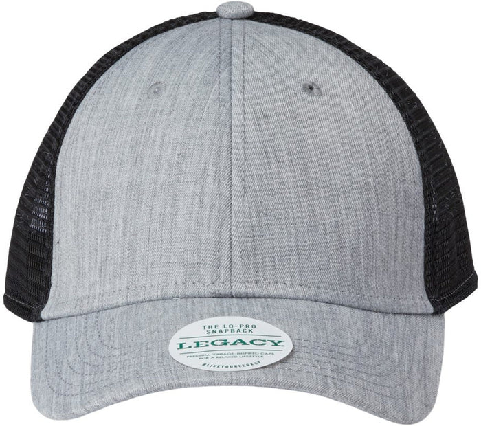 LEGACY Lo-Pro Snapback Trucker Cap-Apparel-LEGACY-Heather Grey/ Black-Adjustable-Thread Logic